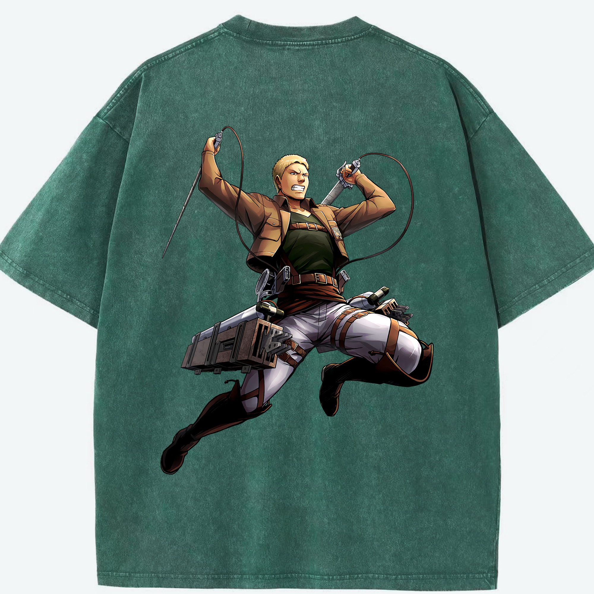 （画像用） 進撃の巨人 ライナー・ブラウン Attack on Titan Reiner Braun 綿100% ヴィンテージ風 半袖Tシャツ（背面プリント）